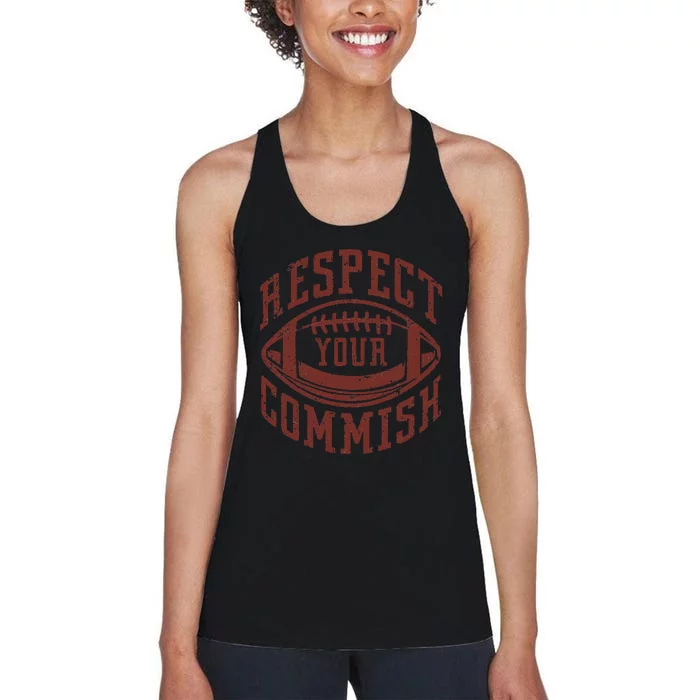 Fantasy Football Champion Funny Respect Your Commish Women's Racerback Tank