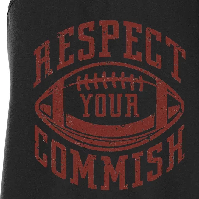 Fantasy Football Champion Funny Respect Your Commish Women's Racerback Tank