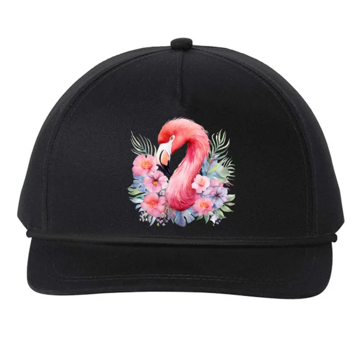 Floral Flamingo Cute Tropical Snapback Five-Panel Rope Hat