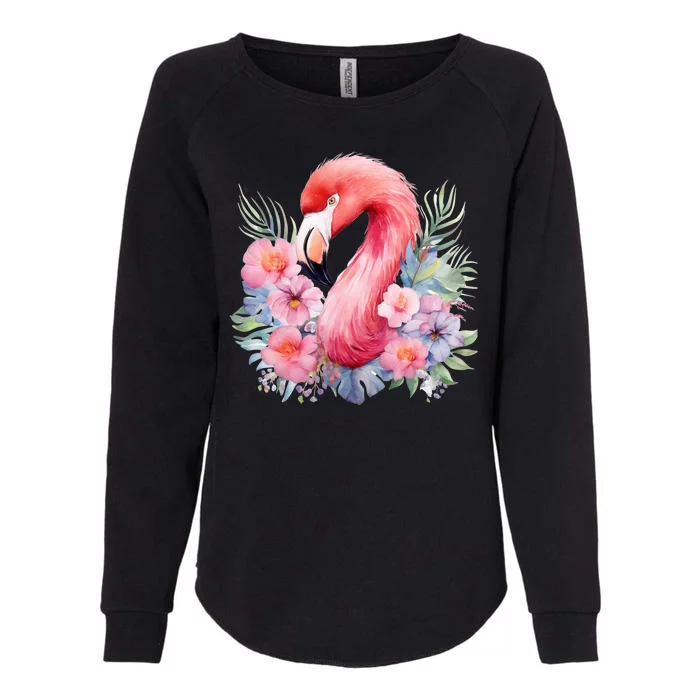 Floral Flamingo Cute Tropical Womens California Wash Sweatshirt