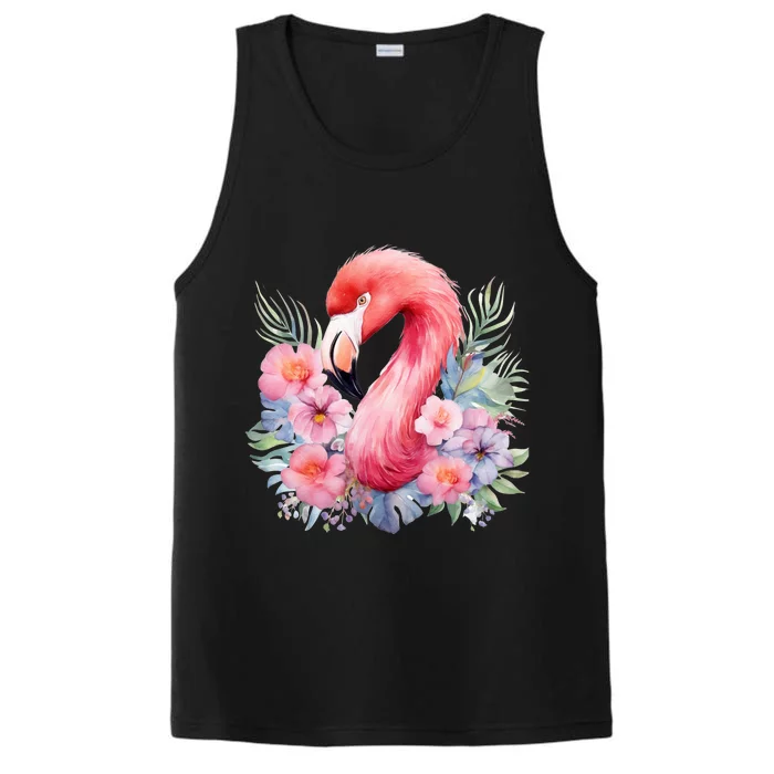 Floral Flamingo Cute Tropical Performance Tank