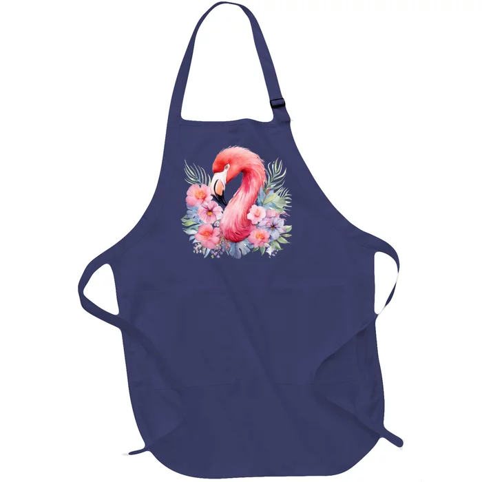 Floral Flamingo Cute Tropical Full-Length Apron With Pocket