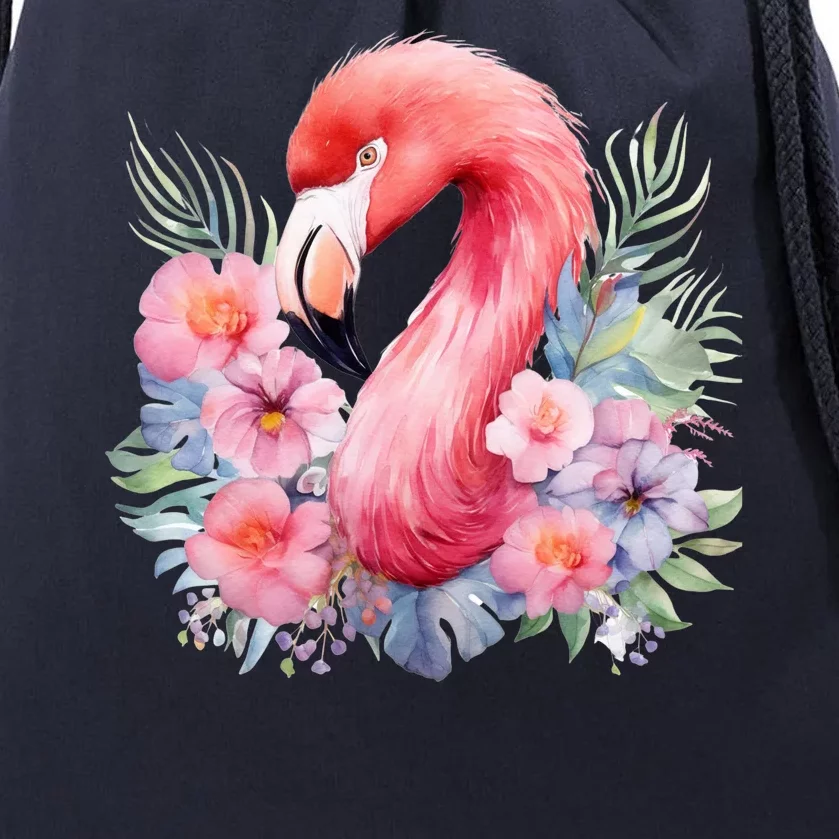 Floral Flamingo Cute Tropical Drawstring Bag