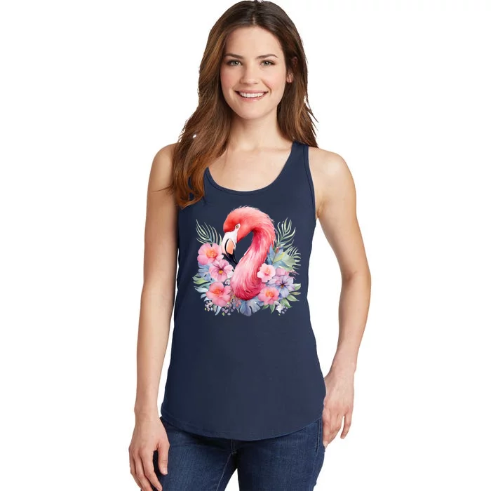 Floral Flamingo Cute Tropical Ladies Essential Tank