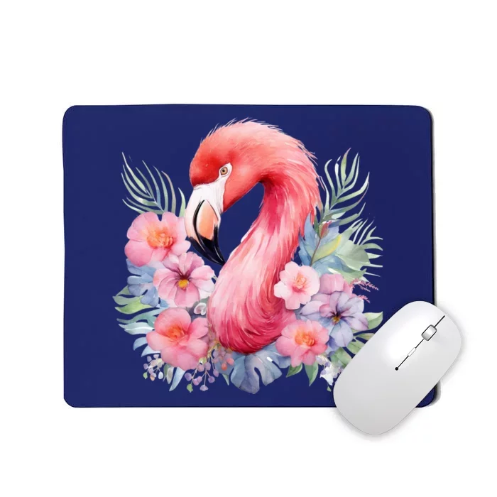 Floral Flamingo Cute Tropical Mousepad