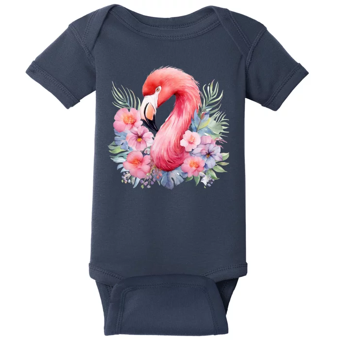 Floral Flamingo Cute Tropical Baby Bodysuit