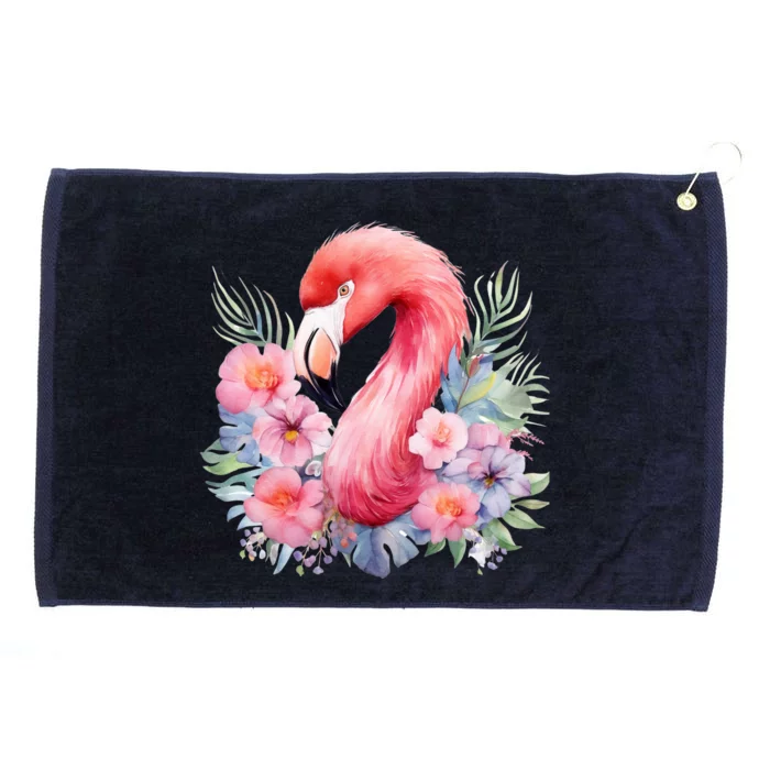 Floral Flamingo Cute Tropical Grommeted Golf Towel