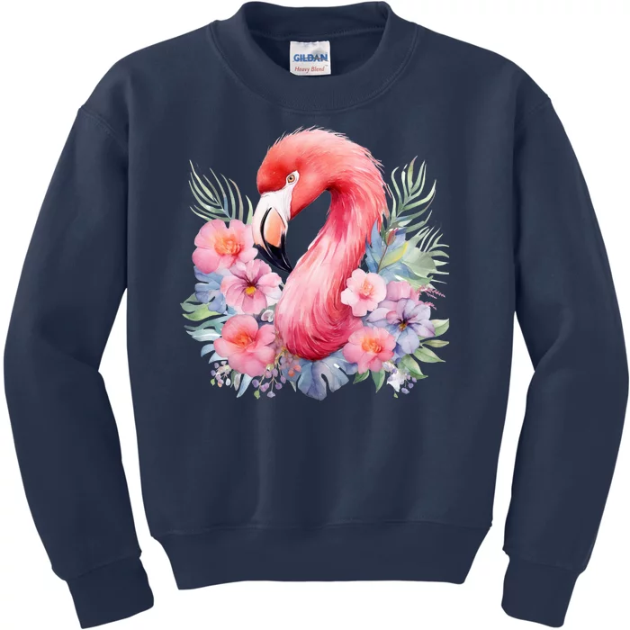 Floral Flamingo Cute Tropical Kids Sweatshirt