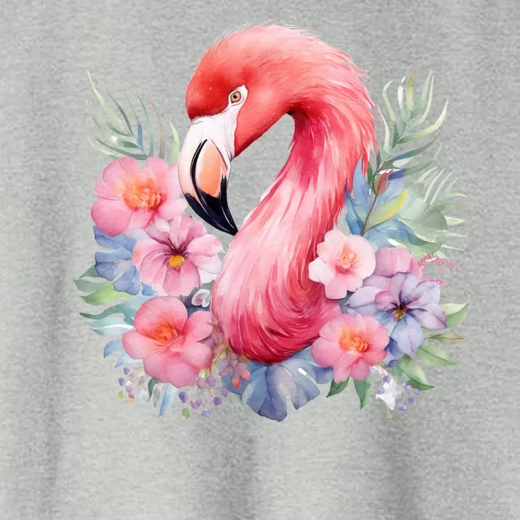 Floral Flamingo Cute Tropical Women's Crop Top Tee