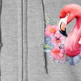 Floral Flamingo Cute Tropical Full Zip Hoodie