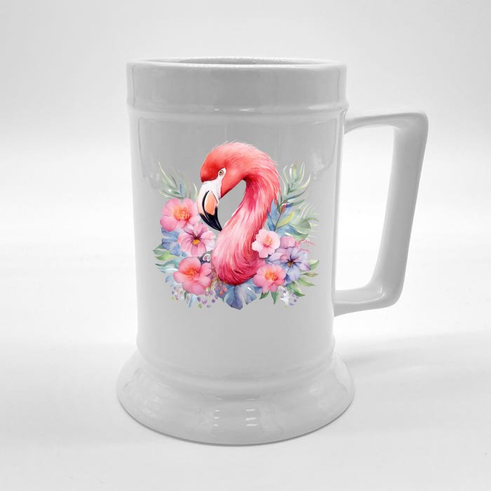 Floral Flamingo Cute Tropical Front & Back Beer Stein