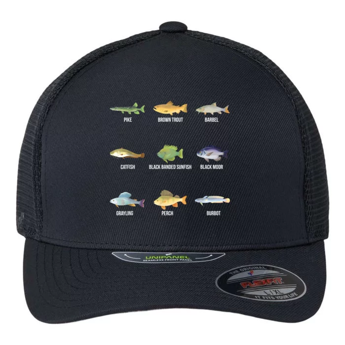 Funny Fishing Cute Types Of Freshwater Fish Species Gifts Flexfit Unipanel Trucker Cap