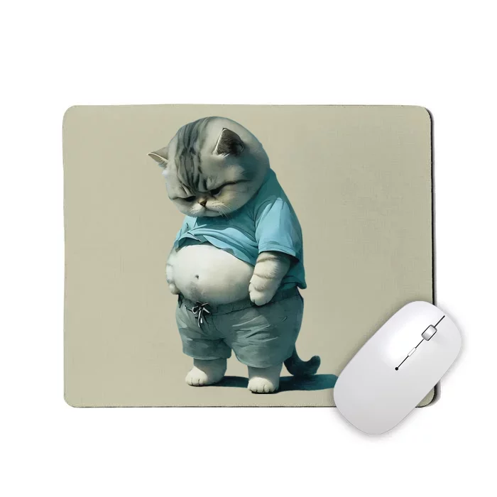 Funny Fat Cat Art Design Fat Kitten Cat Lover Mousepad