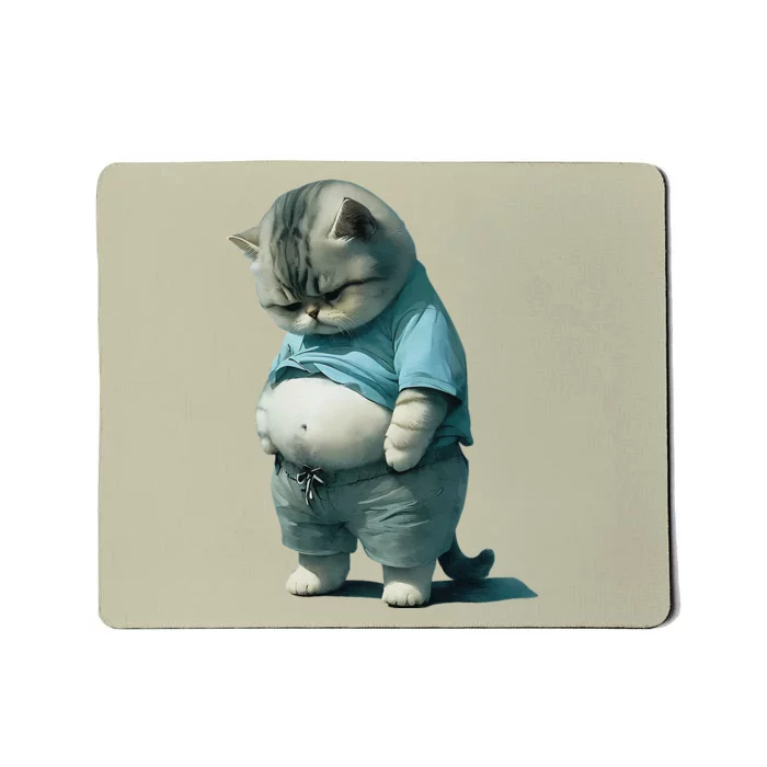 Funny Fat Cat Art Design Fat Kitten Cat Lover Mousepad