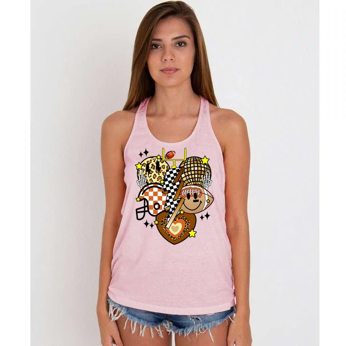 Football Fan Cool Smile Groovy Retro Women's Knotted Racerback Tank