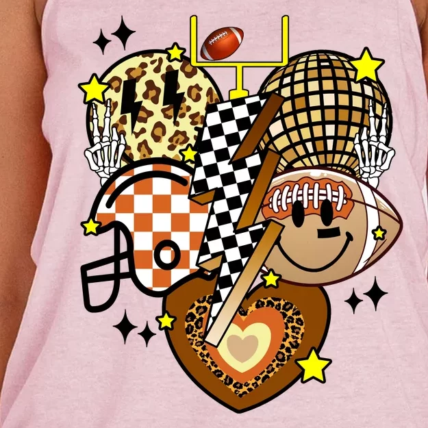 Football Fan Cool Smile Groovy Retro Women's Knotted Racerback Tank