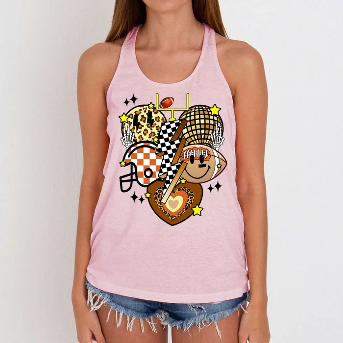 Football Fan Cool Smile Groovy Retro Women's Knotted Racerback Tank