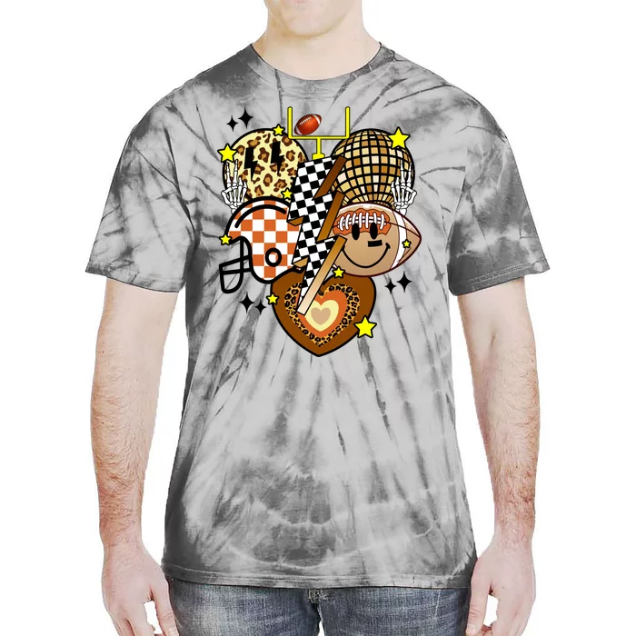 Football Fan Cool Smile Groovy Retro Tie-Dye T-Shirt