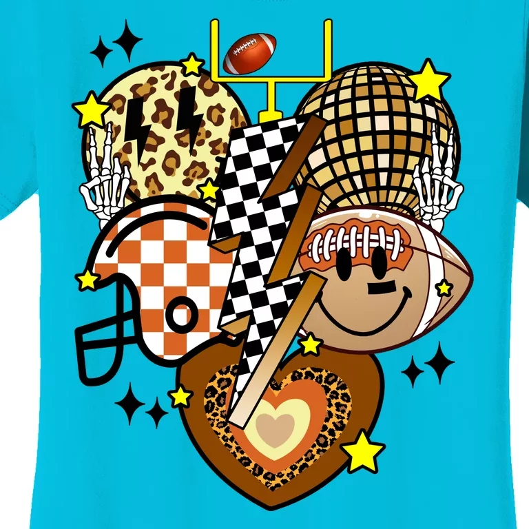 Football Fan Cool Smile Groovy Retro Women's T-Shirt