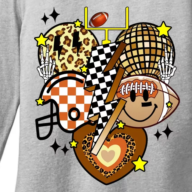 Football Fan Cool Smile Groovy Retro Womens CVC Long Sleeve Shirt