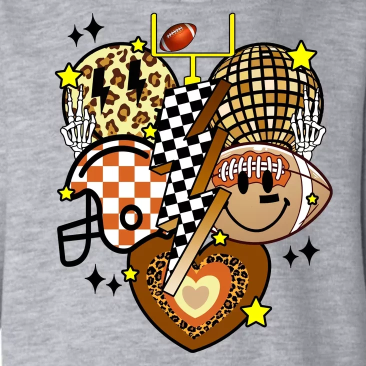 Football Fan Cool Smile Groovy Retro Toddler Hoodie