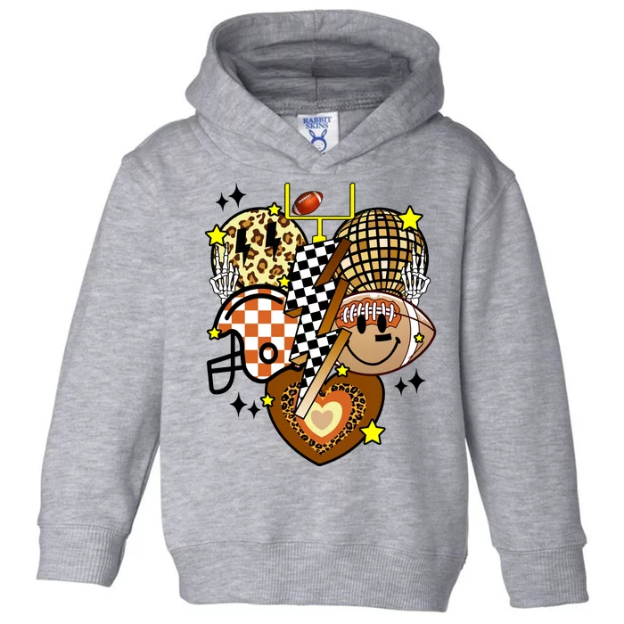 Football Fan Cool Smile Groovy Retro Toddler Hoodie