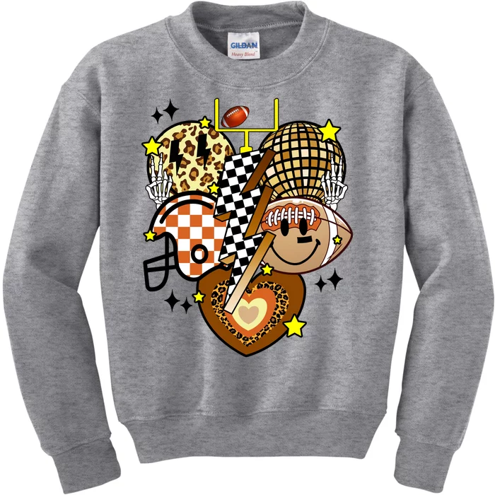 Football Fan Cool Smile Groovy Retro Kids Sweatshirt