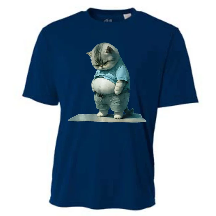 Funny Fat Cat Art Design Print Cooling Performance Crew T-Shirt