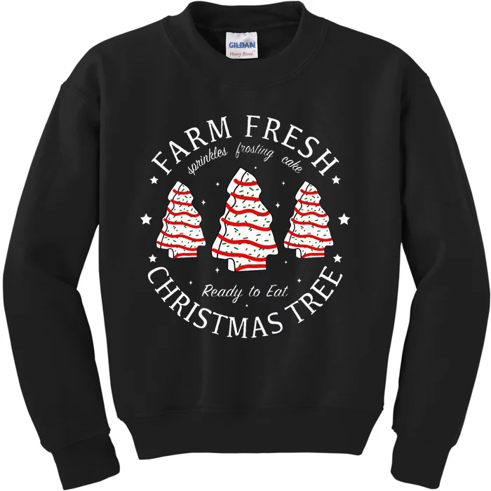 Farm Fresh Christmas Tree Cakes Funny Tree Farm Xmas Pajamas Kids Sweatshirt