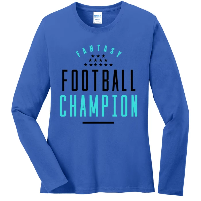 Fantasy Football Champion Winner League Draft Team Gift Ladies Long Sleeve Shirt