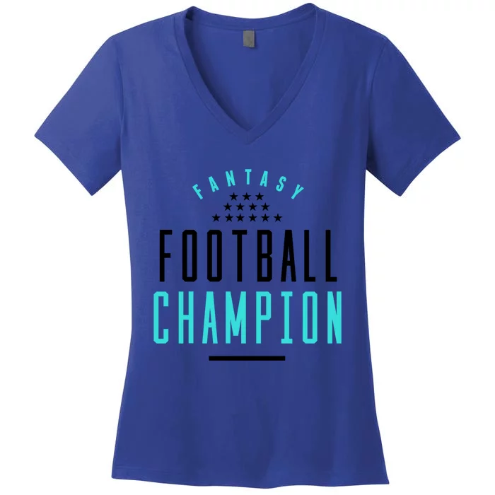 Fantasy Football Champion Winner League Draft Team Gift Women's V-Neck T-Shirt