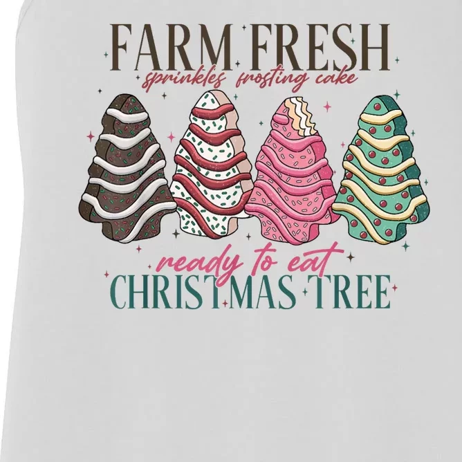 Farm Fresh Christmas Tree Cakes Funny Tree Farm Xmas Pajamas Women's Racerback Tank