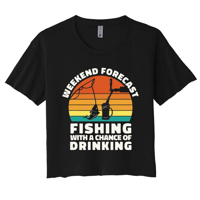 Funny Fishing Dad Reel Cool Fish Bass Fishing Women's Crop Top Tee