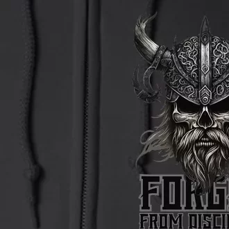 FORGED From Discipline Viking Skull Warrior Graphic Full Zip Hoodie