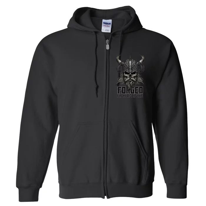 FORGED From Discipline Viking Skull Warrior Graphic Full Zip Hoodie