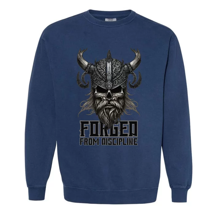 FORGED From Discipline Viking Skull Warrior Graphic Garment-Dyed Sweatshirt