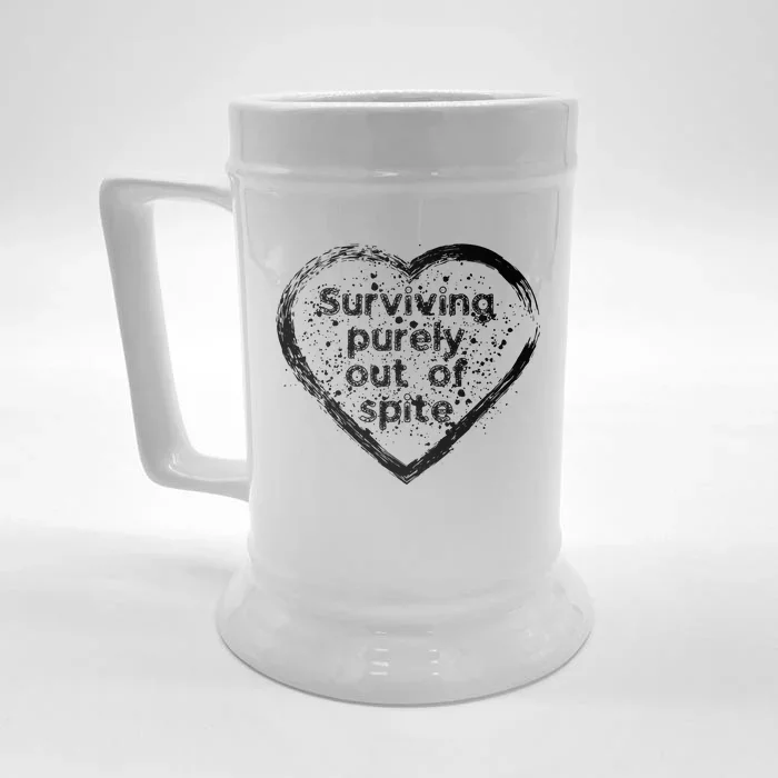 For Fathers Day Mothers Day Surviving Purely Out Of Spite Gift Front & Back Beer Stein