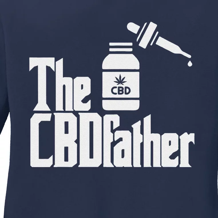 Funny Fathers Day The CBDfather CBD Hemp Oil Dad Gift Ladies Long Sleeve Shirt