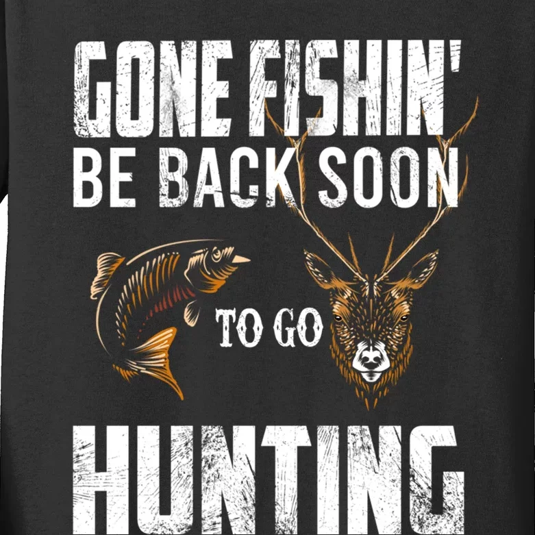 Funny Fish Deer Hunter Gag Gift Kids Long Sleeve Shirt