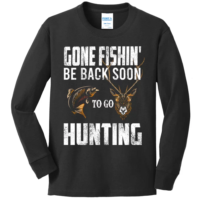 Funny Fish Deer Hunter Gag Gift Kids Long Sleeve Shirt