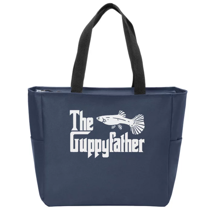 Funny Fathers Day The Guppyfather Fish Aquarium Pet Dad Zip Tote Bag