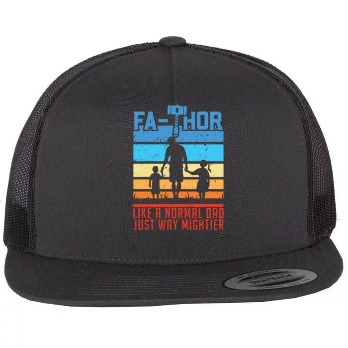 FaThor Fathers Day Fathers Day Gift Dad Father Flat Bill Trucker Hat