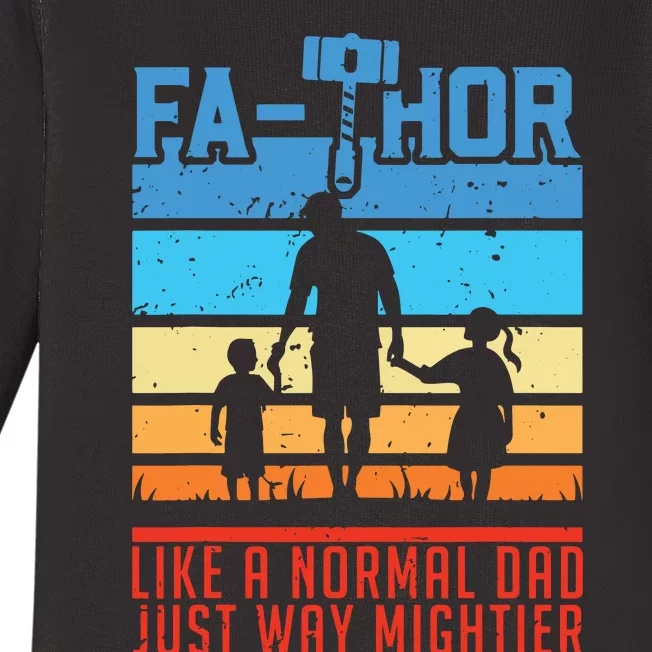 FaThor Fathers Day Fathers Day Gift Dad Father Baby Long Sleeve Bodysuit