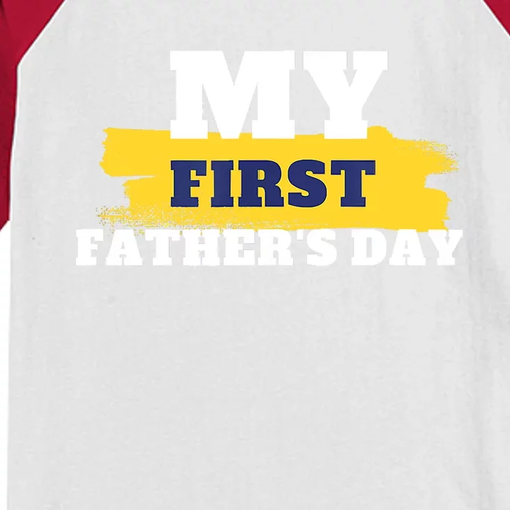 First Fathers Day Tee First Time Dad Father Gift Kids Colorblock Raglan Jersey