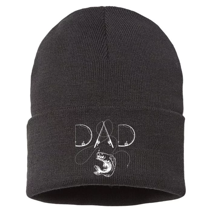 Funny Fisherman Dad Fishing Enthusiast Fish Lover Daddy Father Gift Sustainable Knit Beanie