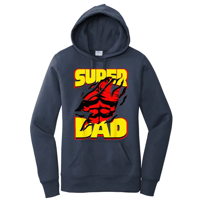 Funny Fatherss Day Dads Birthday Super Dad Hero For Dad Women's Pullover Hoodie