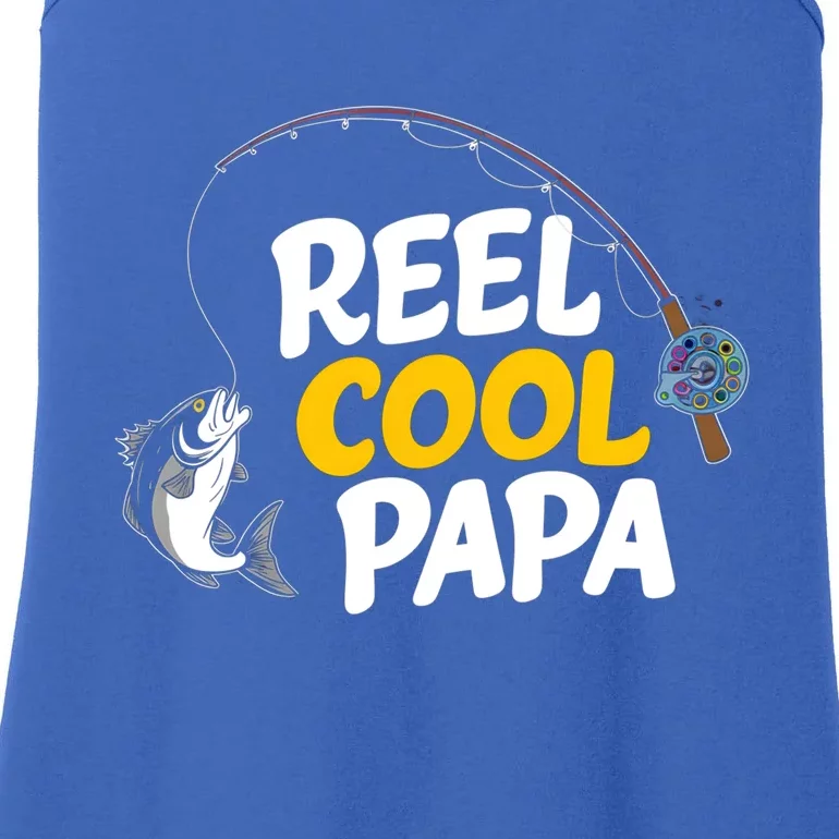 Funny FatherS Day Fish Reel Cool Fisher Papa Fishing Dad Funny Gift Ladies Essential Tank