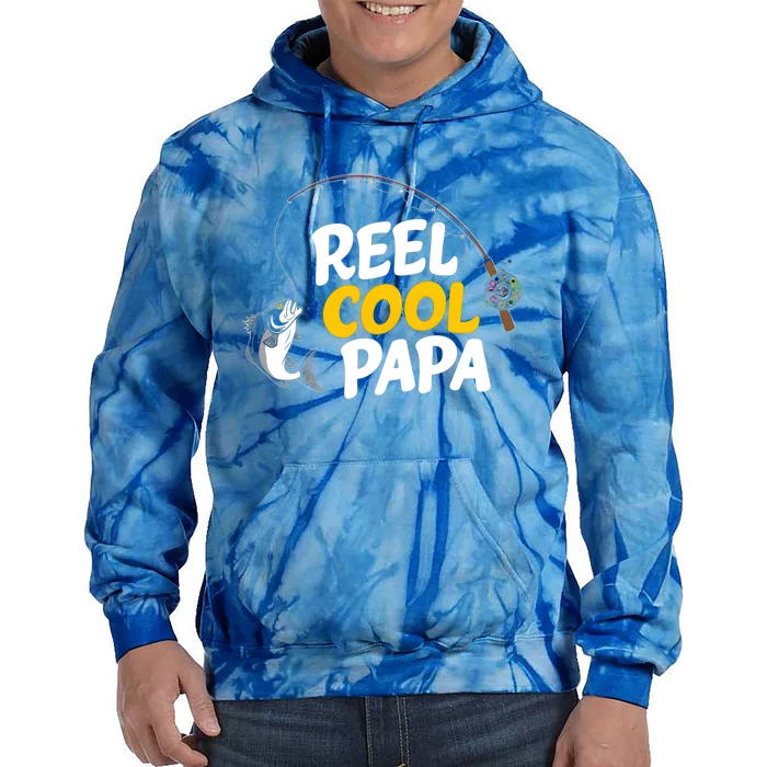 Funny FatherS Day Fish Reel Cool Fisher Papa Fishing Dad Funny Gift Tie Dye Hoodie