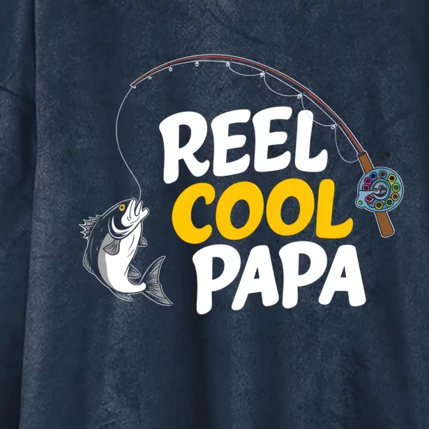 Funny FatherS Day Fish Reel Cool Fisher Papa Fishing Dad Funny Gift Hooded Wearable Blanket