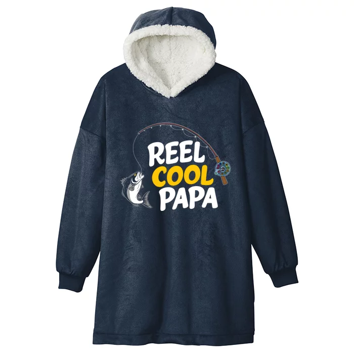 Funny FatherS Day Fish Reel Cool Fisher Papa Fishing Dad Funny Gift Hooded Wearable Blanket